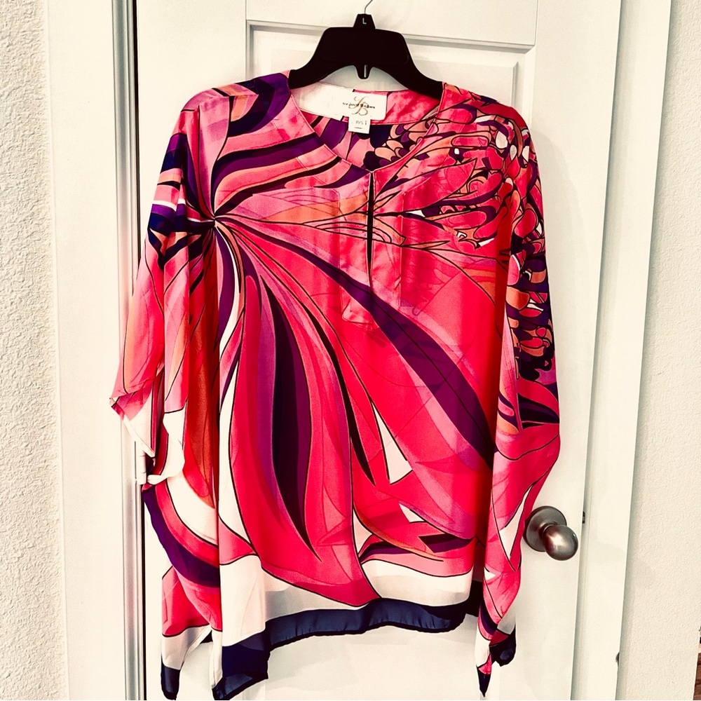 JB by Julie Brown Pink and Purple Abstract Floral Tunic